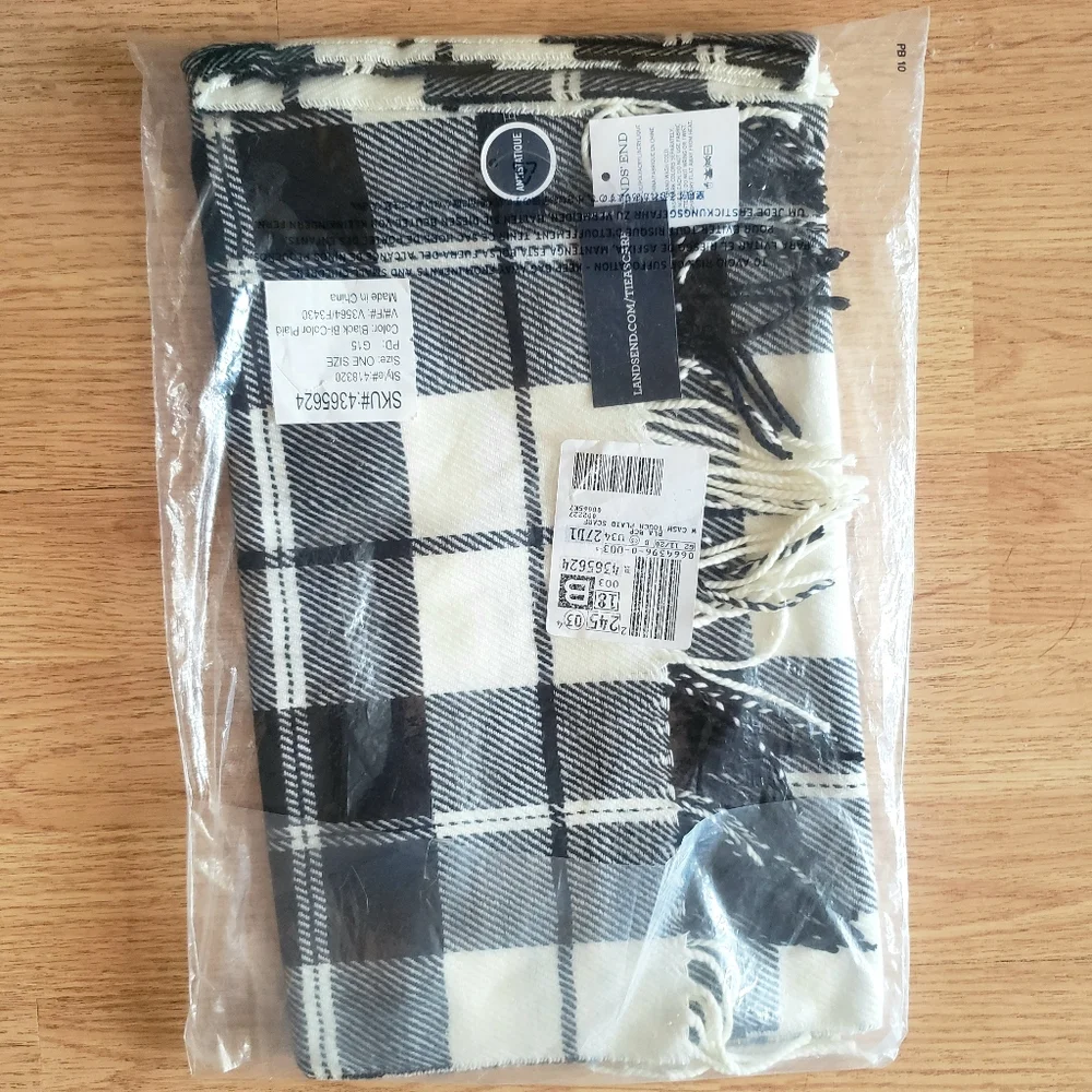 Lands' End Scarf Soft Touch woven acrylic scarf with fringe edge